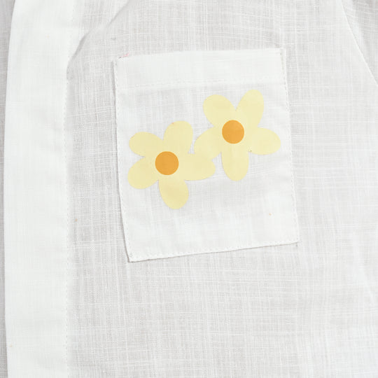 Girls Raw Silk Casual Top (Good Vibes) - White