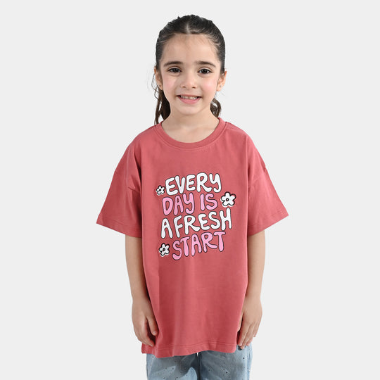 Girls Jersey/Terry T-Shirt (Fresh Start) - Faded Rose