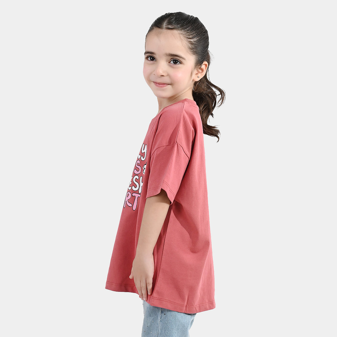 Girls Jersey/Terry T-Shirt (Fresh Start) - Faded Rose
