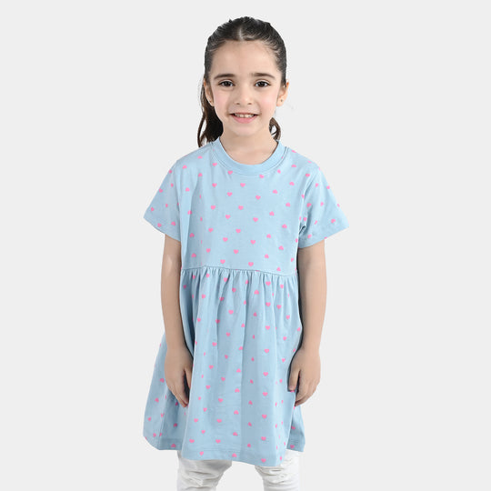 Girls Jersey/Terry Knitted Frock (Hearts) - Grey