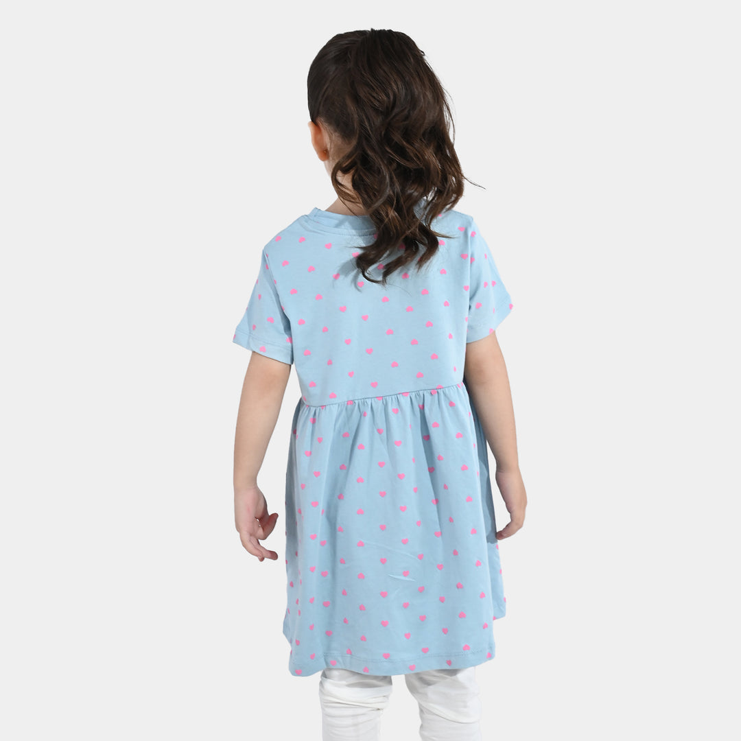 Girls Jersey/Terry Knitted Frock (Hearts) - Grey