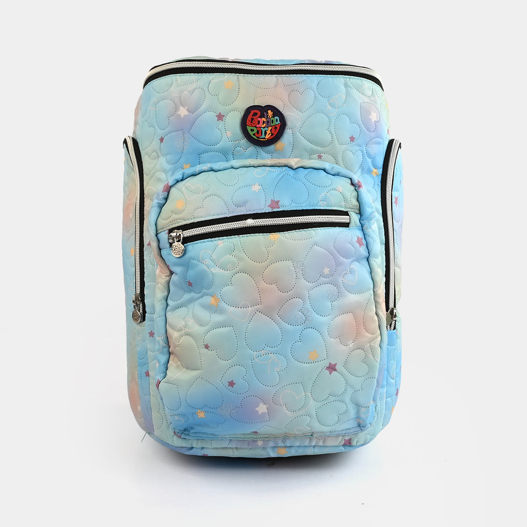 Light Blue Hearts Quilted Mother Bag