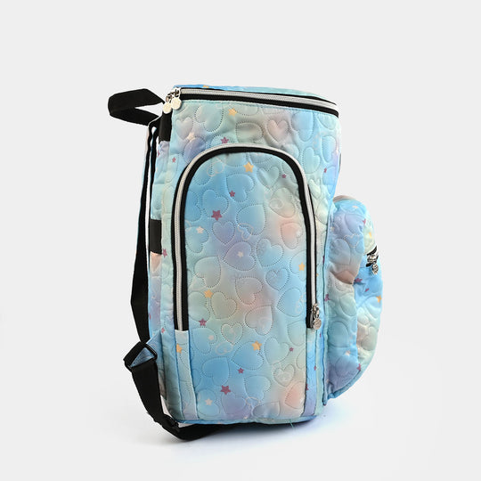 Light Blue Hearts Quilted Mother Bag