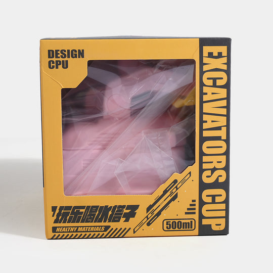 CUTE EXCAVATOR STRAW CUP WATER BOTTLE/BEAKER | SH2695 - PINK
