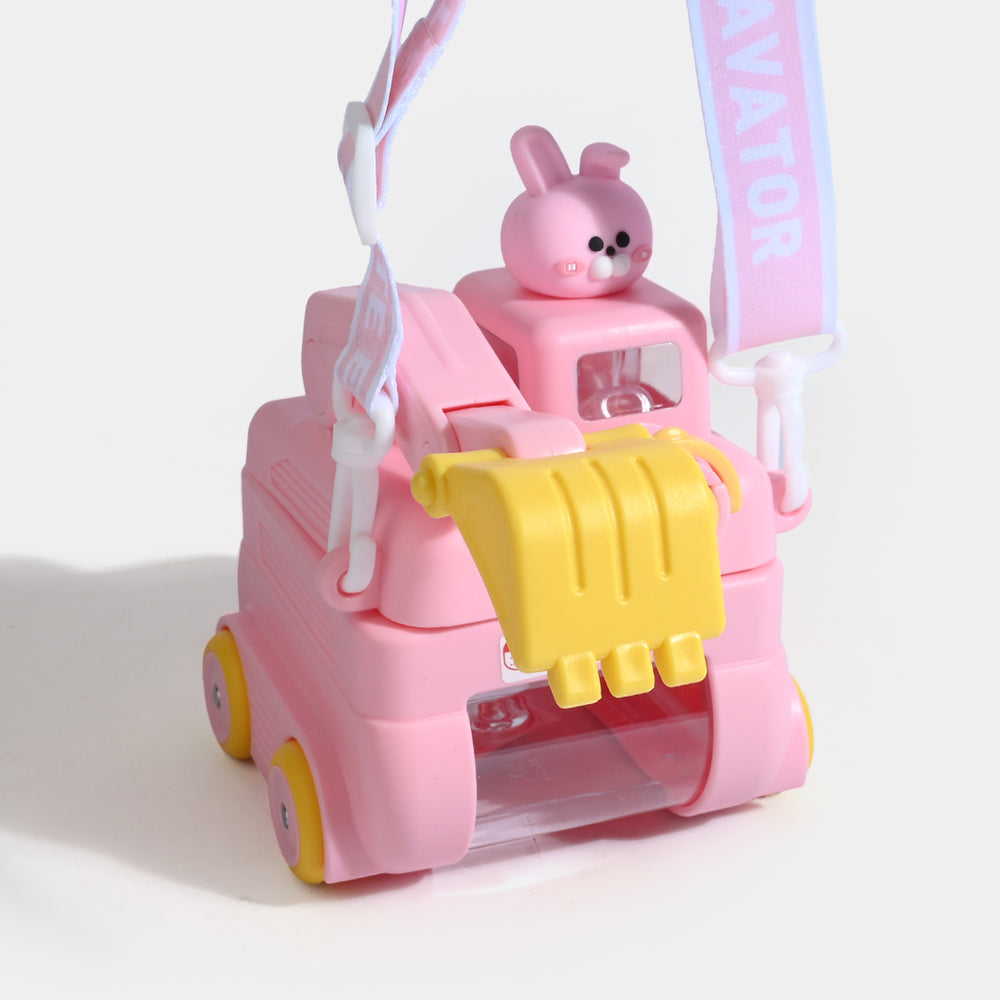 CUTE EXCAVATOR STRAW CUP WATER BOTTLE/BEAKER | SH2695 - PINK