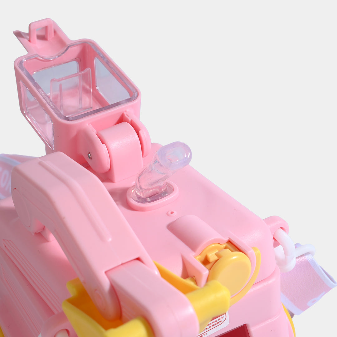 CUTE EXCAVATOR STRAW CUP WATER BOTTLE/BEAKER | SH2695 - PINK