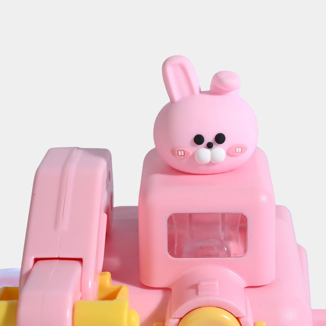 CUTE EXCAVATOR STRAW CUP WATER BOTTLE/BEAKER | SH2695 - PINK