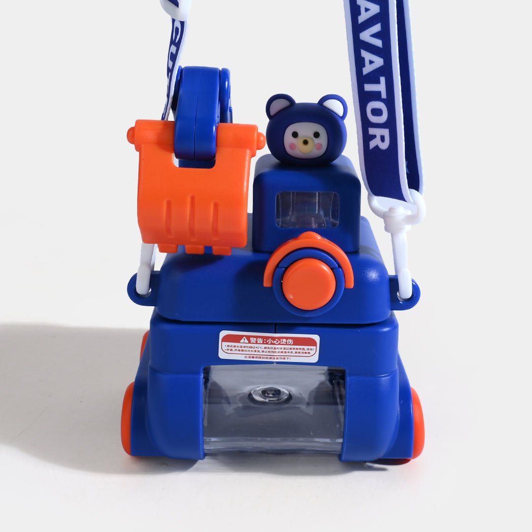 CUTE EXCAVATOR STRAW CUP WATER BOTTLE/BEAKER | SH2695 - BLUE