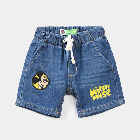 Infant Boys Denim Rigid Shorts (Micky Mouse) - Dark Blue