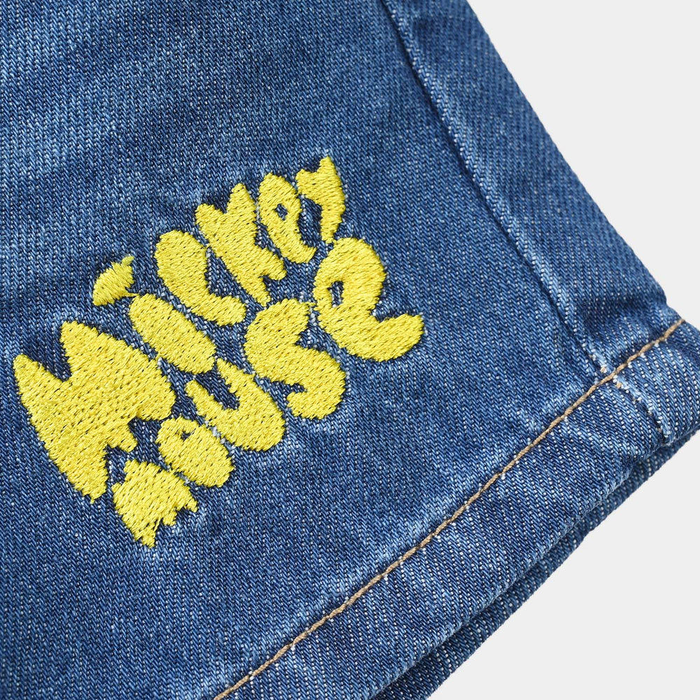 Infant Boys Denim Rigid Shorts (Micky Mouse) - Dark Blue