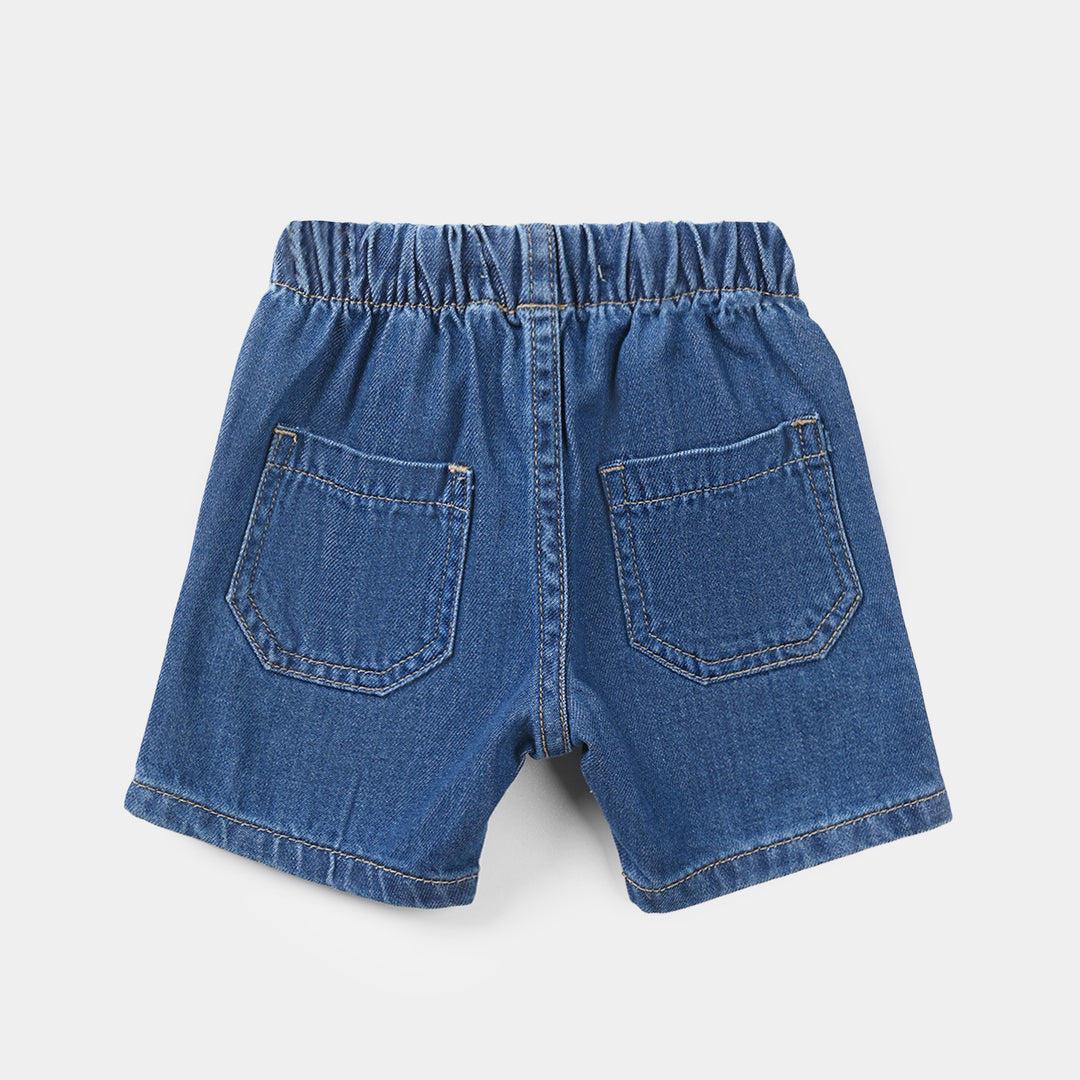 Infant Boys Denim Rigid Shorts (Micky Mouse) - Dark Blue