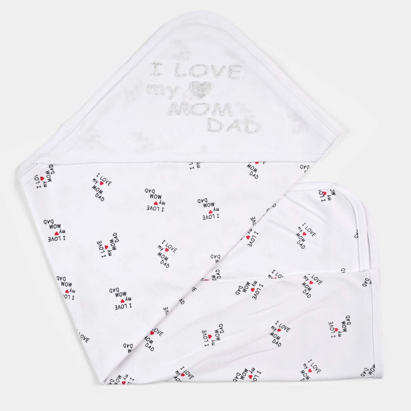 Baby Wrapping Sheet I Love Mom Dad | White