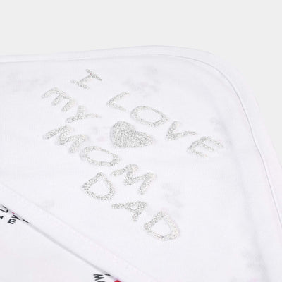 Baby Wrapping Sheet I Love Mom Dad | White