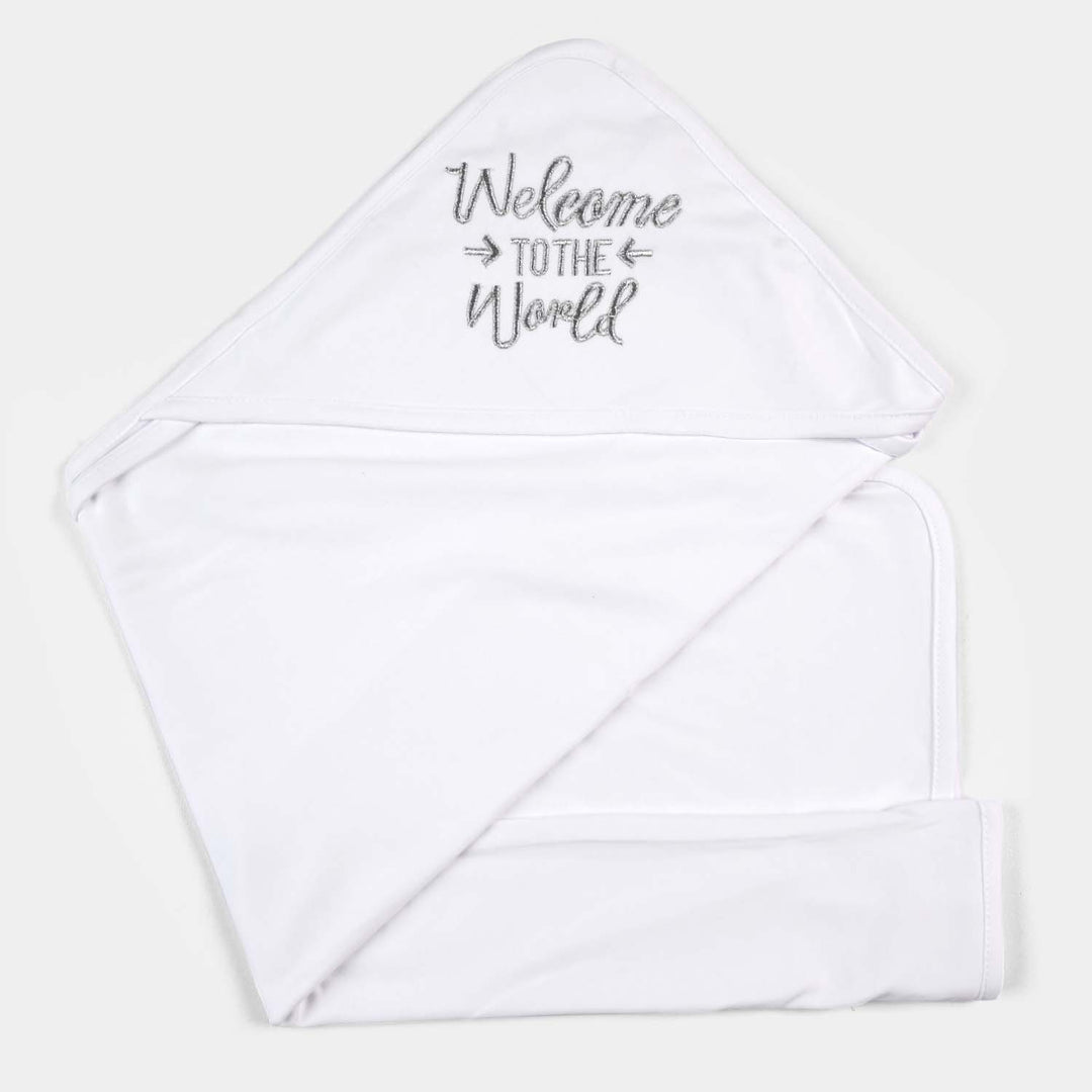 Baby Wrapping Sheet Silver Printed Welcome To The World