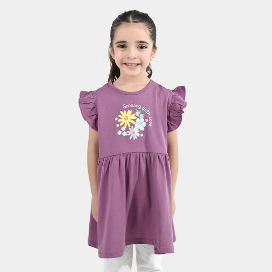 Girls Jersey Terry Knitted Frock (Growing With Love) - Purple