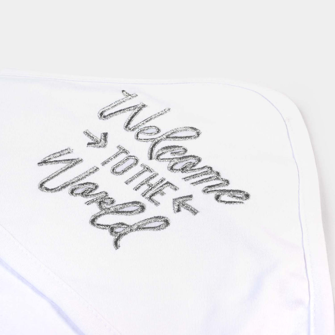 Baby Wrapping Sheet Silver Printed Welcome To The World