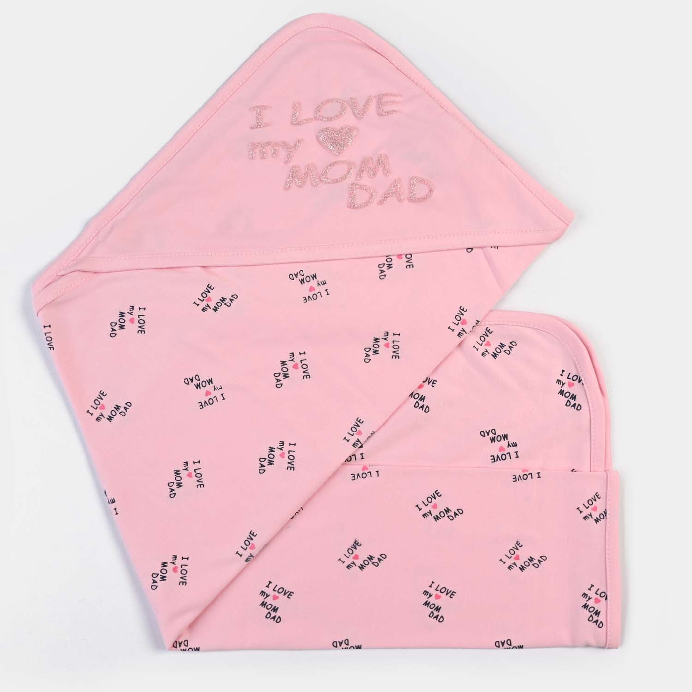 Baby Wrapping Sheet I Love Mom Dad | Pink