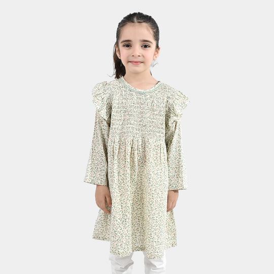Girls Cotton Casual Frock (Chinky) - Multi