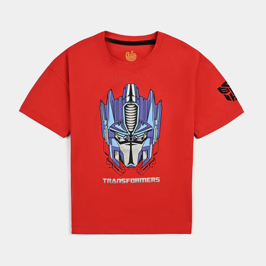 Boys Lycra Jersey T-Shirt H/S Transformer-Red