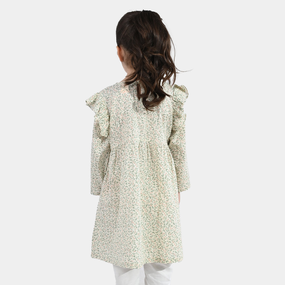 Girls Cotton Casual Frock (Chinky) - Multi