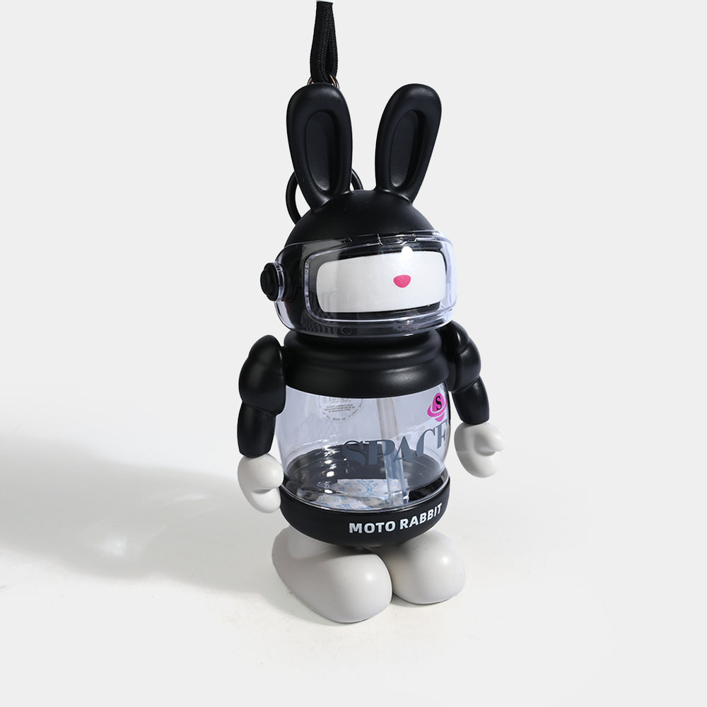 RABBIT STRAW WATER BOTTLE/BEAKER | SH2691 - BLACK