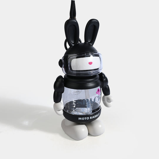 RABBIT STRAW WATER BOTTLE/BEAKER | SH2691 - BLACK