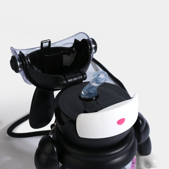RABBIT STRAW WATER BOTTLE/BEAKER | SH2691 - BLACK