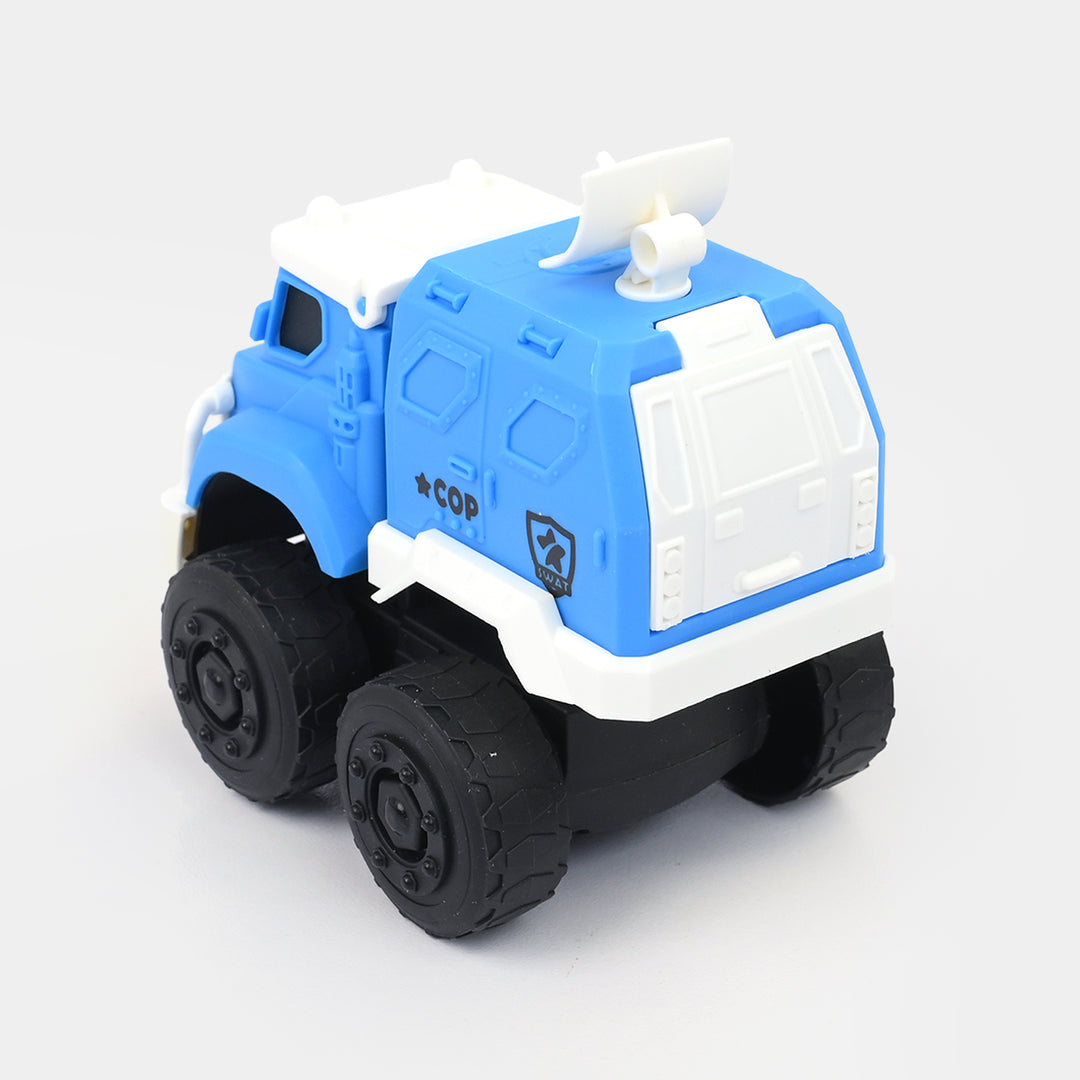 Manual Friction-Powered Toy Vehicle