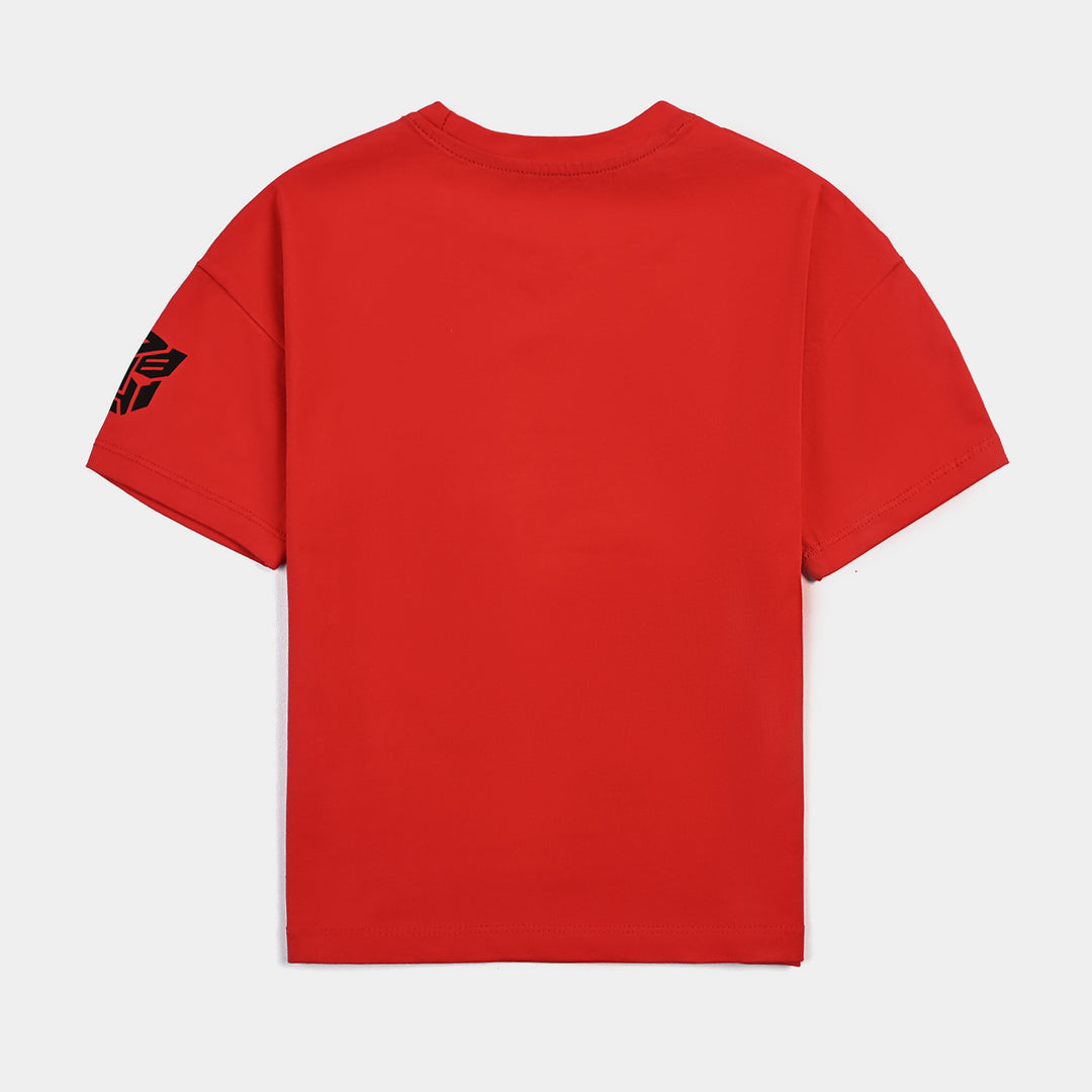 Boys Lycra Jersey T-Shirt H/S Transformer-Red