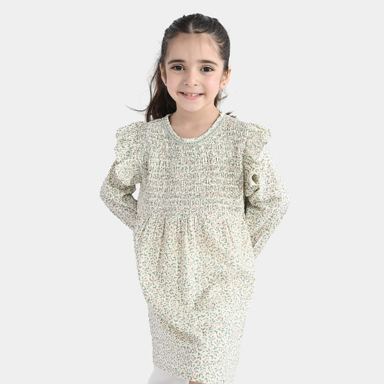 Girls Cotton Casual Frock (Chinky) - Multi