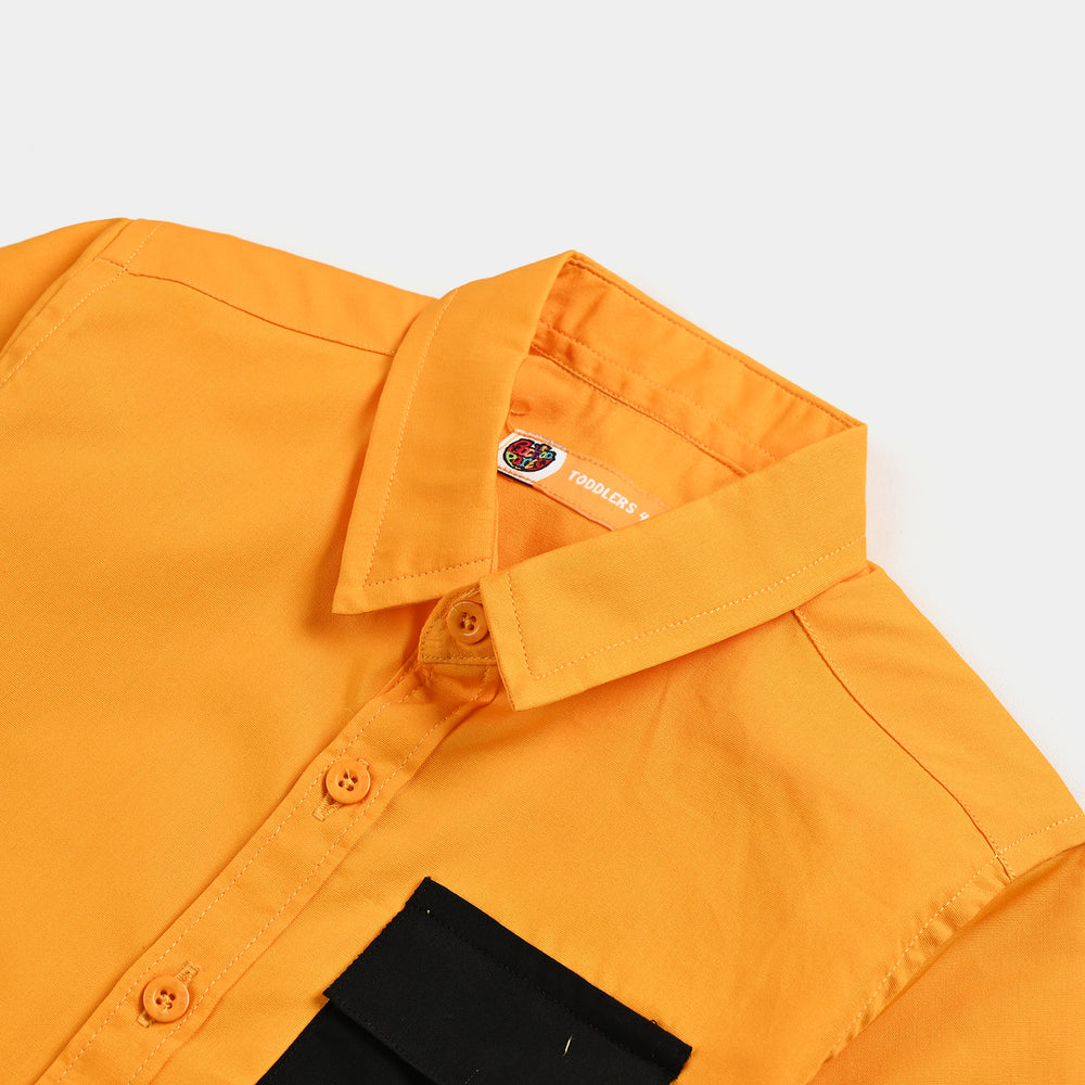 Boys Cotton Poplin Casual Shirt H/S (Flexing Gamer)-Mustard