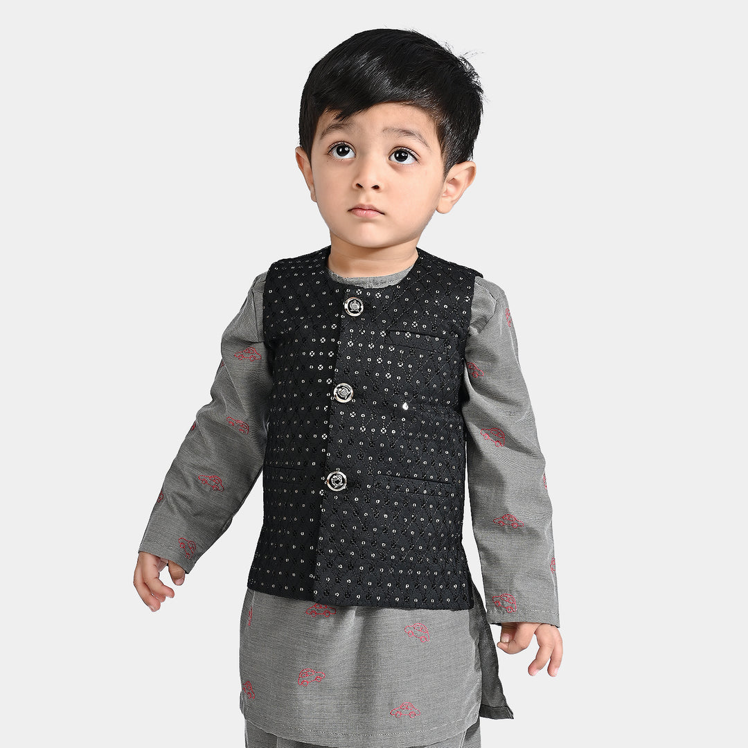 Infant Boys Poly Viscose Waistcoat (Sequence)-BLACK