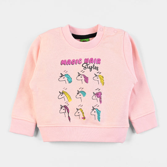 Infants Girls Fleece Sweatshirt Magic Hair-Light Pink