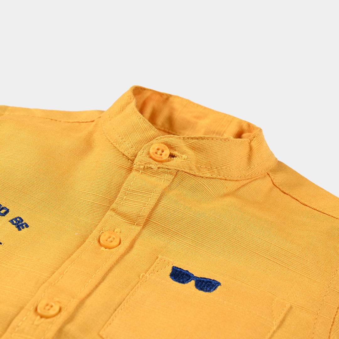 Infant Boys Cotton Casual Shirt Super Star-Yellow