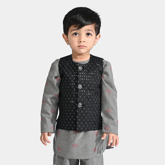 Infant Boys Poly Viscose Waistcoat (Sequence)-BLACK