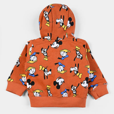Infant Boys Fleece Knitted Jacket Mickey & Friends-A.Orange