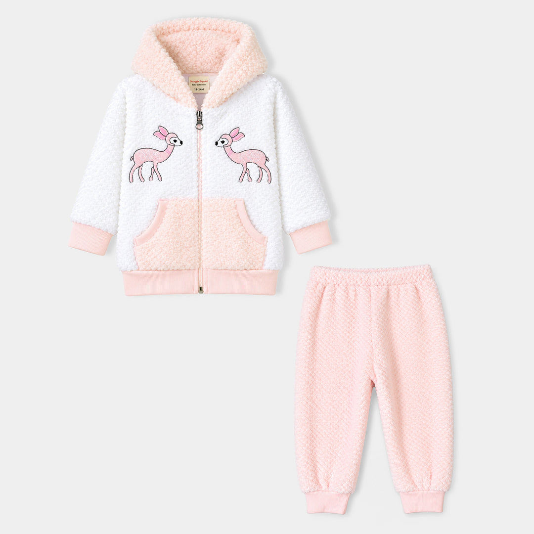 Infant Boys Faux Fur Knitted Suit FL217-2P-White.Peach