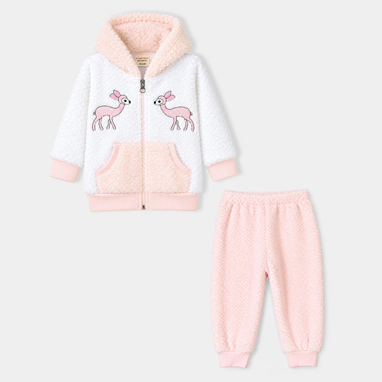 Infant Boys Faux Fur Knitted Suit FL217-2P-White.Peach