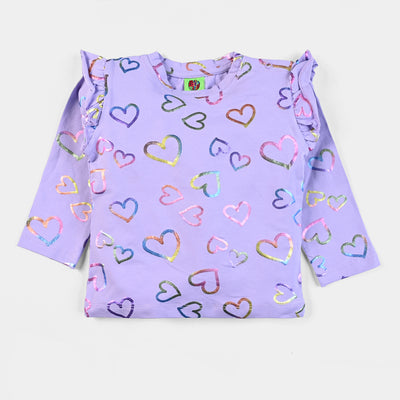 Infant Girls Jersey T-Shirt Multi Hearts -Purple