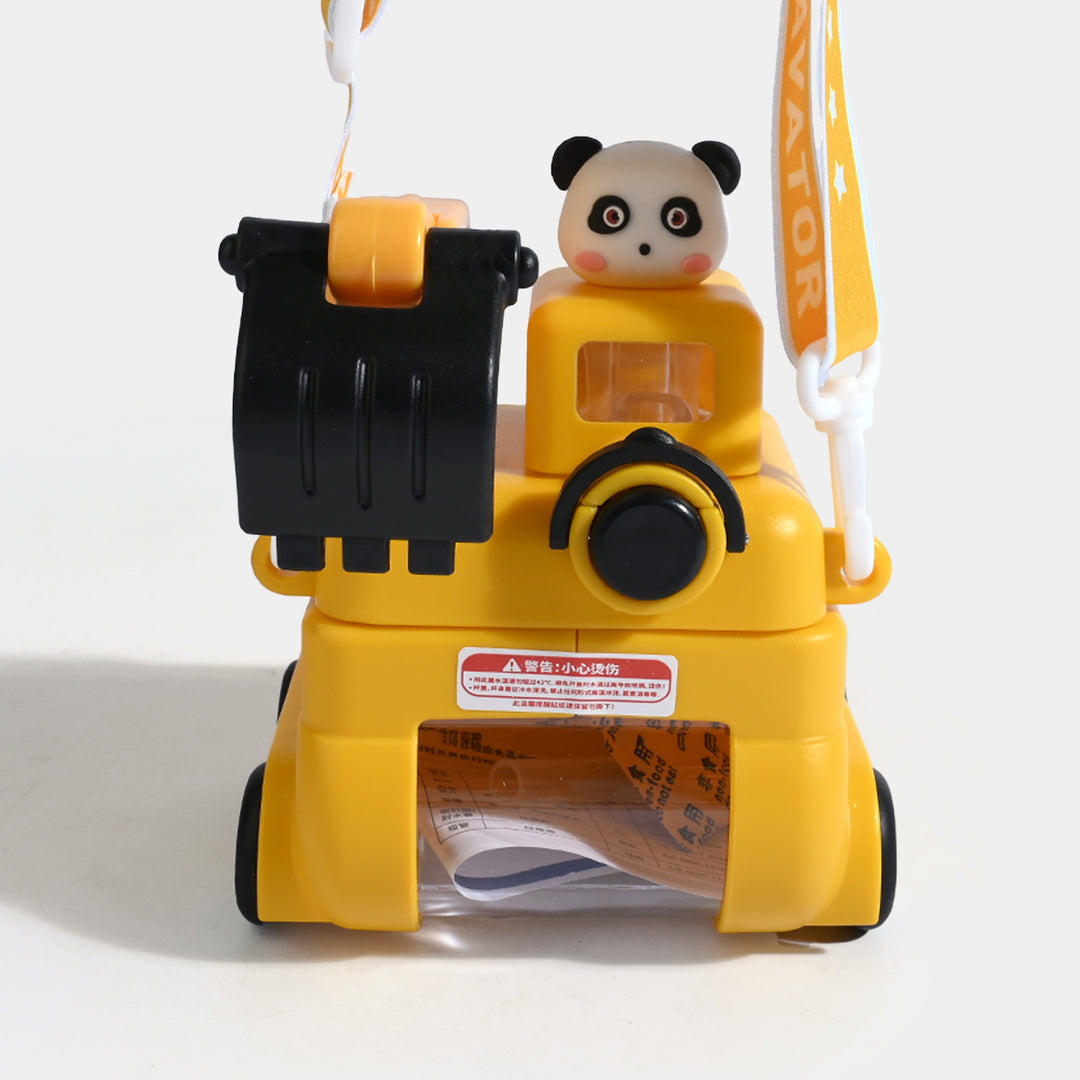 CUTE EXCAVATOR STRAW CUP WATER BOTTLE/BEAKER | SH2695 - YELLOW