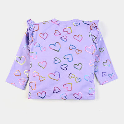 Infant Girls Jersey T-Shirt Multi Hearts -Purple