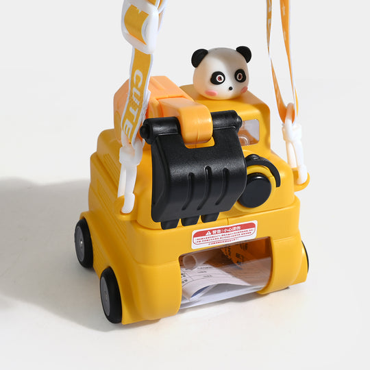 CUTE EXCAVATOR STRAW CUP WATER BOTTLE/BEAKER | SH2695 - YELLOW