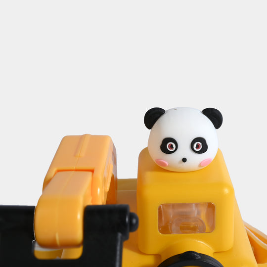 CUTE EXCAVATOR STRAW CUP WATER BOTTLE/BEAKER | SH2695 - YELLOW