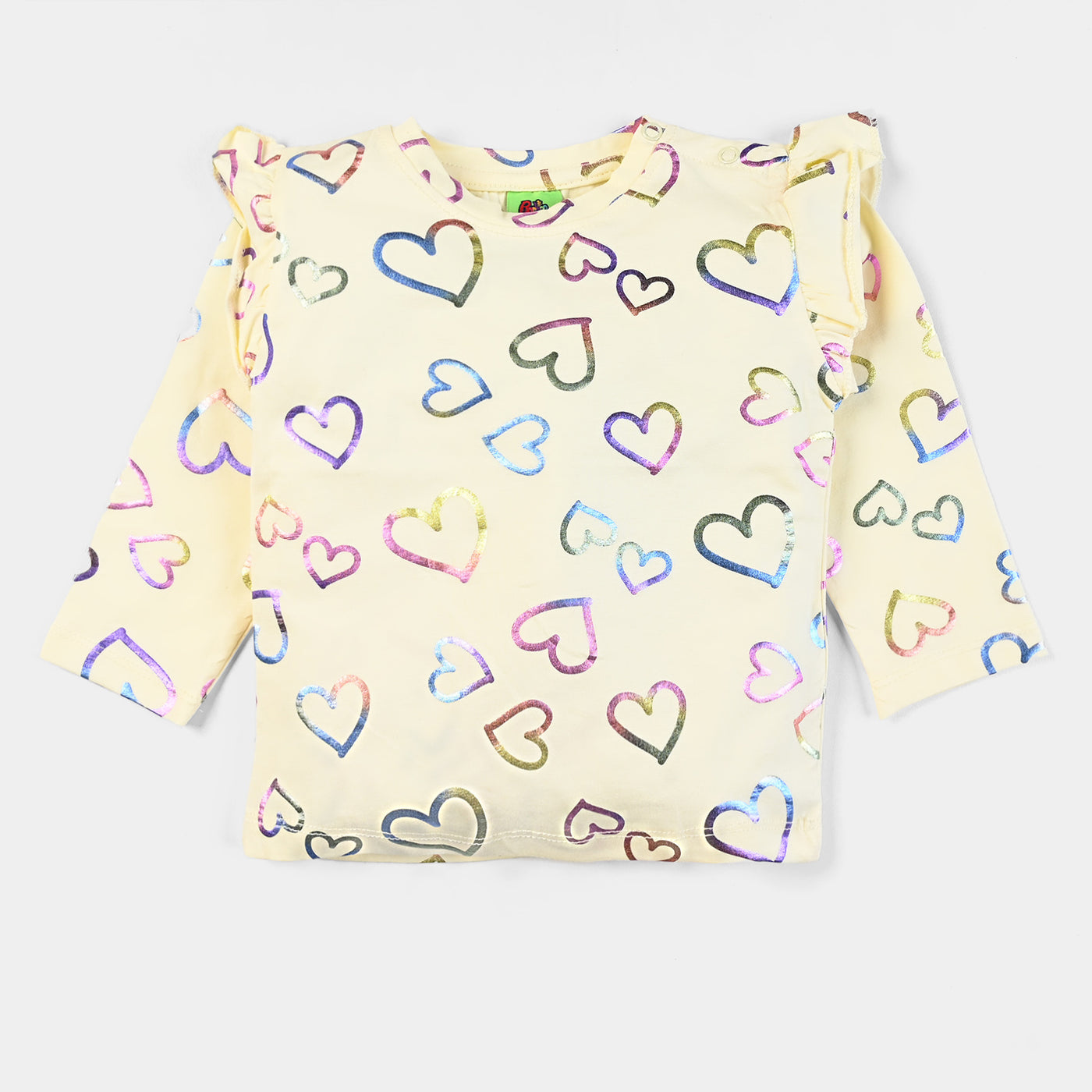 Infant Girls Jersey T-Shirt Multi Hearts-Peach