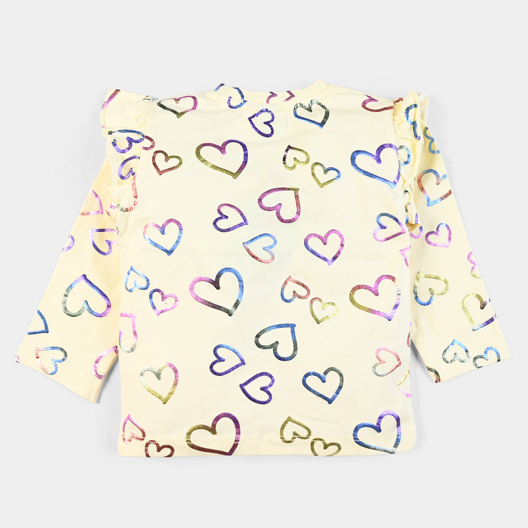 Infant Girls Jersey T-Shirt Multi Hearts-Peach