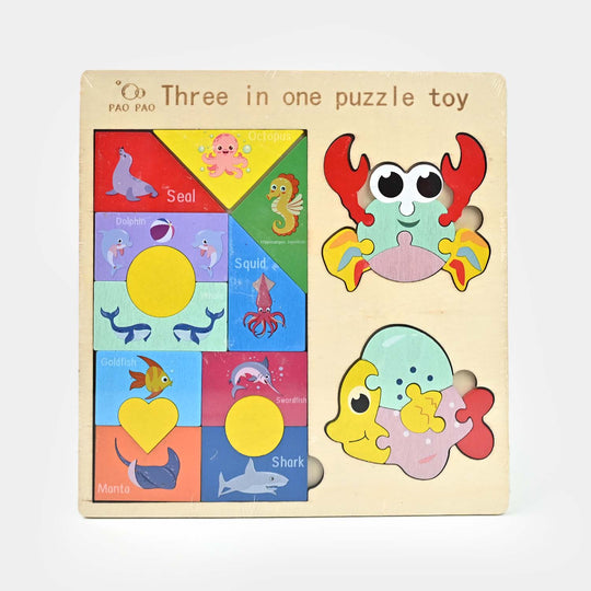 Wooden Slate 3 In 1 Puzzle Toy for Kids