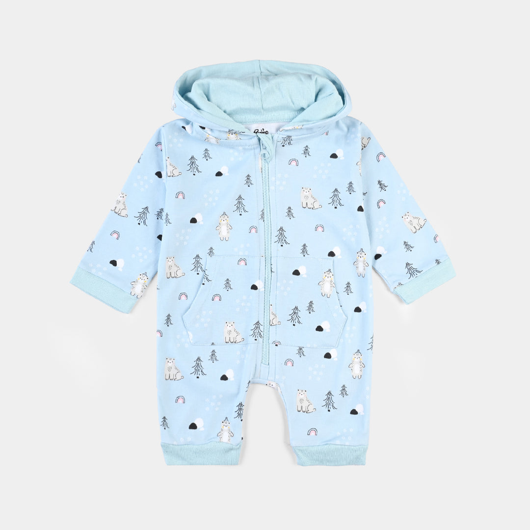 Infant Boys Cotton Interlock Romper Bear-Blue