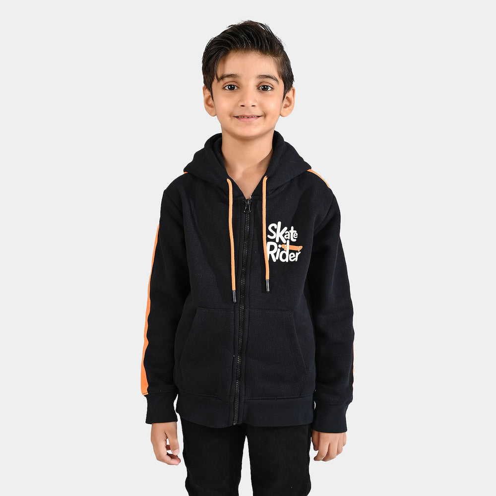Boys Jumbo Pique Knitted Jacket Skate Rider-NAVY
