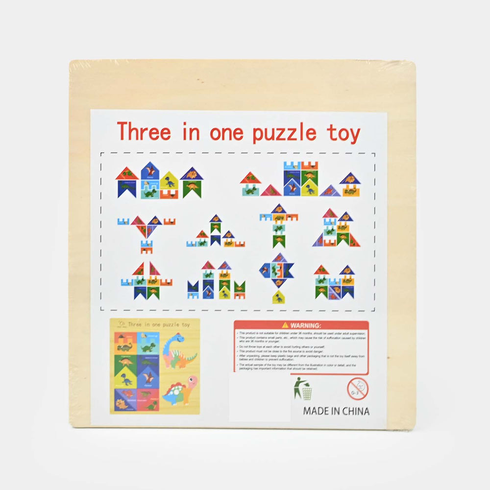 Wooden Slate 3 In 1 Puzzle Toy for Kids