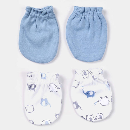 Infant Unisex Cotton Interlock Mittens Set Elephants-Mix